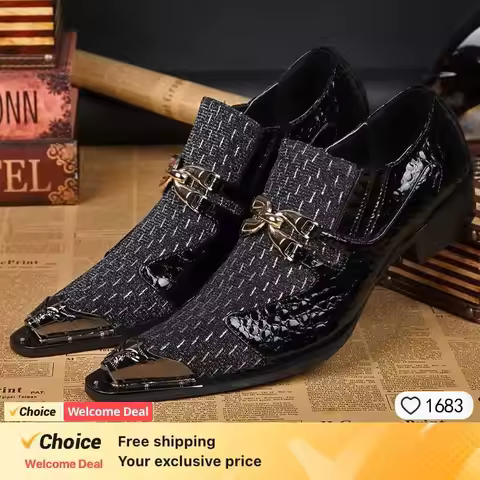 Luxury brand men's formal shoes, blue peacock print pointed casual men's formal shoes, wedding banqu