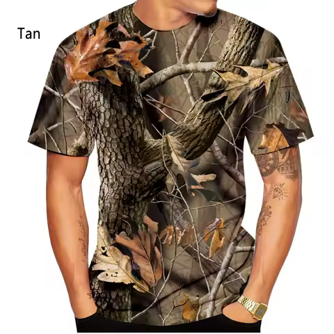 Hunting Camouflage T-Shirt Summer T Shirt Man 3D Printing Streetwear Clothing Short Sleeve Clothes L