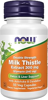 NOW Supplements, Silymarin Milk Thistle Extract 300 mg with Artichoke and Dandelion, Double Strength