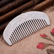 Hong Kong 999 Sterling Silver Comb Scraping Anti-Static Yunnan Snowflake Silver Handmade Round Handle Comb