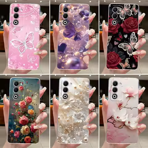 Casing For Oppo A5 4G 5G Case Clear Luxury Flower Transparent Soft TPU Back Cover For Oppo A5i Pro A