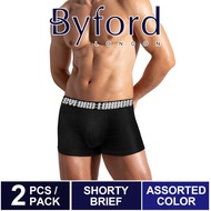 Byford (2 Pcs) Seluar Dalam Lelaki | Byford Mens Bamboo Spandex Shorty Brief Underwear Assorted Colo