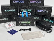 แว่นตากันแดดจักรยาน Kapvoe X-75 Revo-Photochromic Frame: White/Black-Lean: CLEAR BLUE