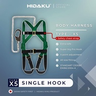 HIDAKU FULL BODY HARNESS SAFETY TYPE X5 SINGLE HOOK / SAFETY BELT HIDAKU X5