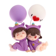 Figure Couple Ungu Miniatur Boneka Pajangan Dashboard Mobil Dekorasi Interior Mobil