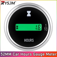 52MM Car Hours Gauge Meter LED Green Digital Meter Circular Electronic Hours Timer Gauge For 12V 24V