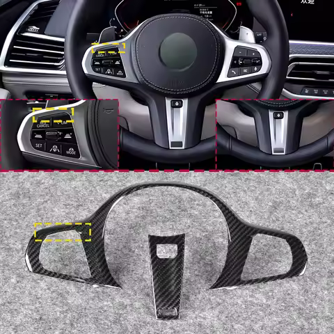 Carbon Fiber Car Steering Wheel Panel Decoration Cover Trim Moulding For BMW F44 G29 G82 G80 G22 G21