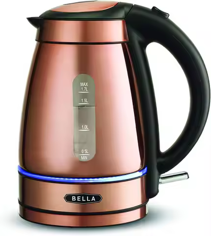 1.7L Electric Glass Kettle with LED Light, Auto Shut-Off & Detachable Base for Tea, Coffee, Soup - C