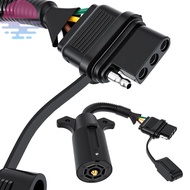 7 Pin to 4 Pin Trailer Adapter Safe Trailer Light Adapter 7 Round to 4 Flat with Waterproof Cover fo