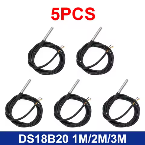 5pcs DS18b20 temperature probe temperature sensor 1M 2M 3M DS1820 Stainless steel package Waterproof