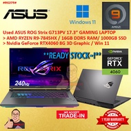#RG275 USED ASUS ROG G713PV AMD RYZEN 9-7845HX 16GBD5 1TB SSD NVIDIA RTX4060 RTX 4060 8GB 240Hz Gami
