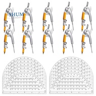 20 Sets Student Protractor and  Set - Student Geometry Math Set - with Pencil , 180 Degree Math Prot