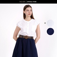 NE Double S Sleeveless Top With Collar Button Fastening And Curved Hemline Design (SB1-2508-0004)