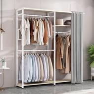 W-8 Coat Rack Hanger Wardrobe Simple Household Bedroom Floor Open Cloth Wardrobe Steel and Wood Combination Rental Room