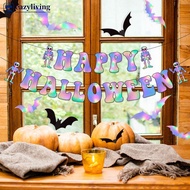 EAZYLIVING Colorful Halloween Banner Garland Pumpkin Scary Spider Witch Ghost Pendant Hanging Orname
