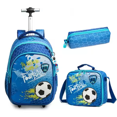 Children School Rolling Backpack Bag Wheeled Backpack for Boys School Trolley Bag Wheels Kids Travel