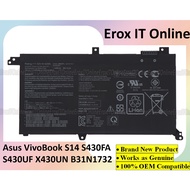 Asus VivoBook S14 S430FA X430UF K430FA S430UA-EB221T F571GT Series B31N1732 Laptop Battery