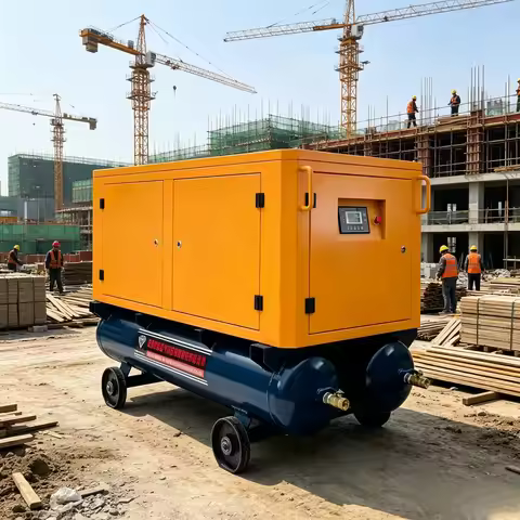 60hp 8m3 9m3 Electric Mobile Screw Air Compressor Power Frequency Dryer Air Tank Filters Lubricated 