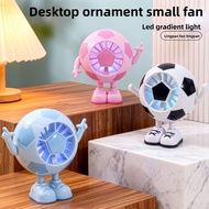 Cute Soccer-Shaped LED Light-Up Fan, USB Rechargeable 5-Speed Mini Desktop Fan, Novelty Decorative C