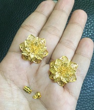 Giwang Anting Bunga Kendari Kelopak 0909 Titanium 24 K (emas)