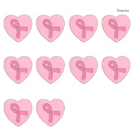 【CH*】 10Pcs Cancer Awareness Brooch Pink Alloy Ribbon Pin Cancer Awareness Lapel Pin
