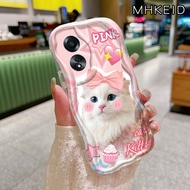 MHKEID Casing Hp OPPO A58 4G A78 4G Case Pola kucing merah muda yang lucu Jelas Silikon Softcase Kesing Hp Cangkang pelindung jatuh baru yang populer Casing