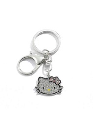 Hello Kitty [授權]1入組簡約、時尚、高端金屬吊墜，鑲嵌鑽石的卡通KT貓設計，適合日常佩戴在包、吊墜和鑰匙扣上