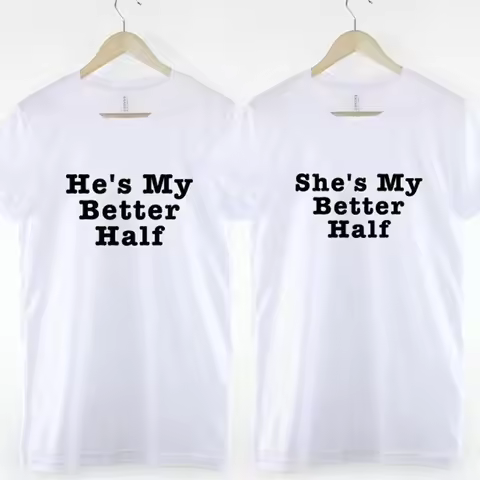 Sugarbaby He is my Better Half She is my Better Half Couple's T-shirt Short Sleeve Fashion Matching'