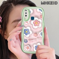 MHKEID Casing Ponsel untuk VIVO Y12 Y15 Y17 Y12i Y3 Y3s 2020 S1 Case 3D pola bunga berwarna kreatif 