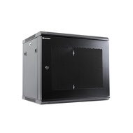 RackPath 9U Wall Mount Server Cabinet Network Rack Enclosure, Quiet Cooling Fan, Perforated Door, Bl