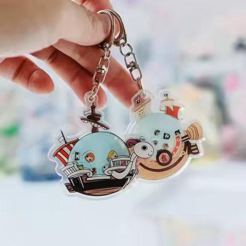 Anime One Piece Thousand Sunny Going Merry Acrylic Keychain Animation Derivatives Accessory Peripher