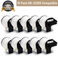 10 Rolls Compatible DK-22205 62mm x 30.5m Continuous Length Multi-purpose Labels, Compatible with Br