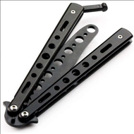 Mô hình lược bướm CSGO balisong trainer lưỡi thép - có mài và không mài - Đen Bạc Titan Gold butterf