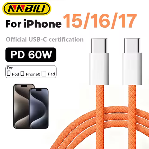 NNBILI PD60W Fast Charger 6A USB C to Type C Cable For iPhone 15 16 17 Pro MAX Quick Charging For Sa