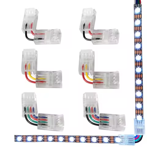 2Pin 3Pin 4Pin LED Light Strip Corner Connector L-Shaped Solderless Transparent Solderless Buckle Bo