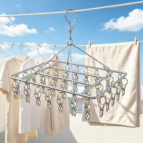 Stainless Steel Windproof Clip Towel Rack Drying Rack Hook Windproof Socks Underwear Drying Rack Fam