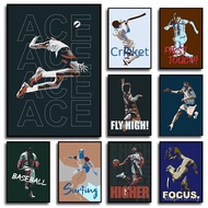 Sports Volleyball Baseball Basketball Players Vintage Poster Art Print Decor,No Frame Canvas Paintin