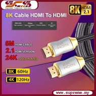 5 Meter Gold Plated 8K HDMI to HDMI Cable 48Gbps (Support 8K60Hz 4K120Hz) HDR HDCP/HDMI Cable Male to Male Version 2.1