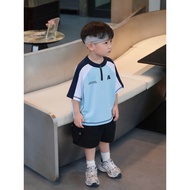 S48 zip-up cotton t-shirt and cool Q76 Korean khaki pants for kids
