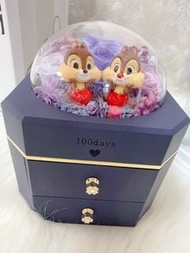 Chip and Dale 大鼻鋼牙 奇奇與蒂蒂 紫玫瑰 永生花 燈 玫瑰 保鮮花 花束 公仔花 繡球花 花 生日 禮物 情侶 閨蜜 畢業 結婚禮物 情人節禮物 母親節禮物  畢業禮物 畢業花 畢業花