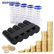 IESPOIRNC Coin Storage Box, Large Capacity Transparent Euro Coin Dispenser, Plastic Coin Purse