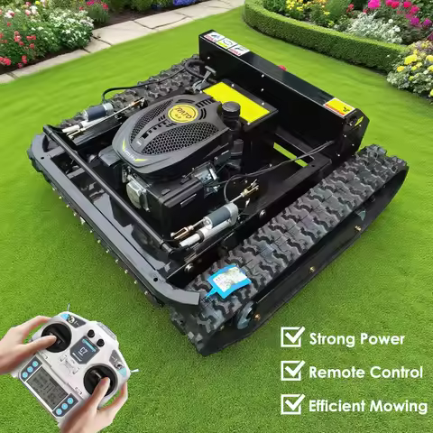 MMS New 600mm Remote Controlled Lawn Mower 225cc Gas Engine Electric Start Grass Cutting Machine for