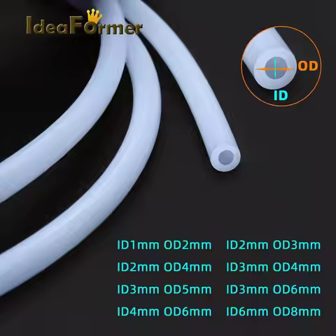 1M PTFE Tube 1mm 2mm 3mm 4mm 6mm 8mm Teflonto Pipe White For 1.75mm/3.0mm Filament 3D Printer Parts 