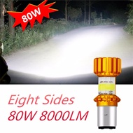 BA20D H6 360° LED Motorcycle Headlight Bulb High/Low Beam 80W Light Accessories