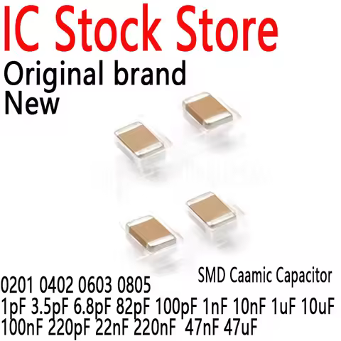 100PCS SMD Caamic Capacitor 0201 0402 0603 0805 1pF 3.5pF 6.8pF 82pF 100pF 1nF 10nF 1uF 10uF 100nF 2