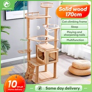 cat climbing frame solid wood  cat tree for big cat 170cm Formaldehyde free Tree Toy Scratch Plat Bed Triple Layer Square Fur Cat Tree Modern Colour Sisal Post Cat Toy Cat Tree