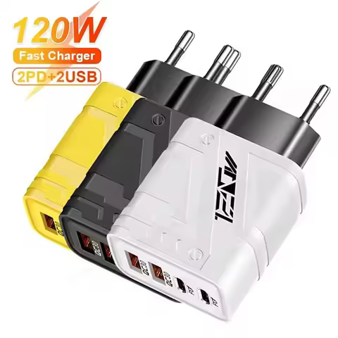 120W USB Type C Charger Fast Charging Phone Charge Adapter For iPhone Samsung Xiaomi Huawei EU/US Pl