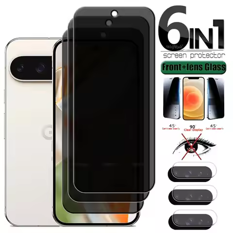 6-in-1 For Google Pixel 9 Pro Glass Google Pixel 9 Glass Privacy Anti-Spy Glue Screen Protector Pixe
