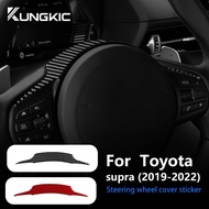 For Toyota Supra GR A90 A91 MK5 2019-2022 Carbon Fiber Steering Wheel Upper Side Trim Sticker Car Ac