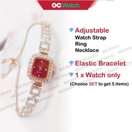 OCwatch Jam Tangan Perempuan Box Set Hadiah Jam Tangan Wanita Diamond Women Watch Gelang Jam Box